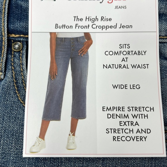 NWT! Skinny Girl High Rise Button Front Cropped Wide Leg Denim Stretch Jeans - Picture 3 of 14